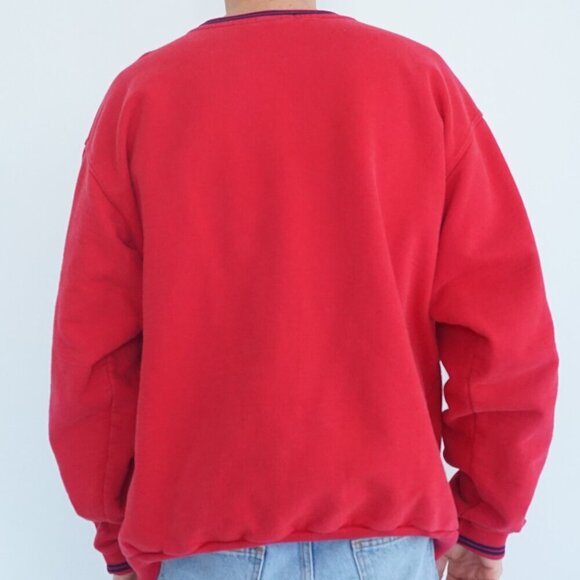 Vintage Northern Reflections Red Navy 100% Cotton Crewneck Varsity Sweater XL - Picture 2 of 10